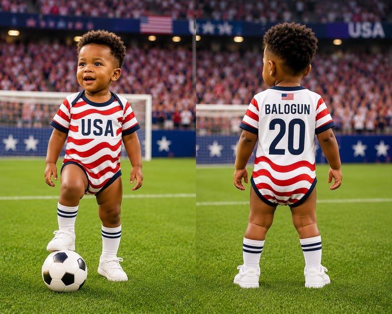 Personalized USA Baby Bodysuit, Custom Name American Sports Jersey Newborn Onesie