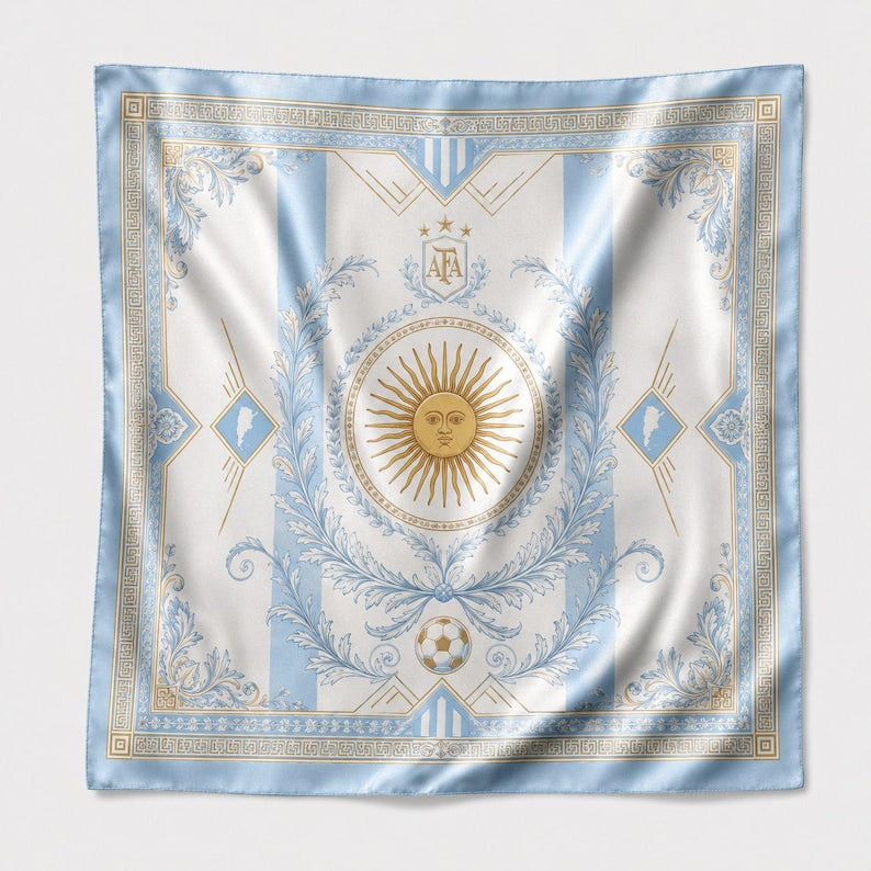 Argentina Football Silk Bandana, Argentina Soccer Cup Satin Scarf