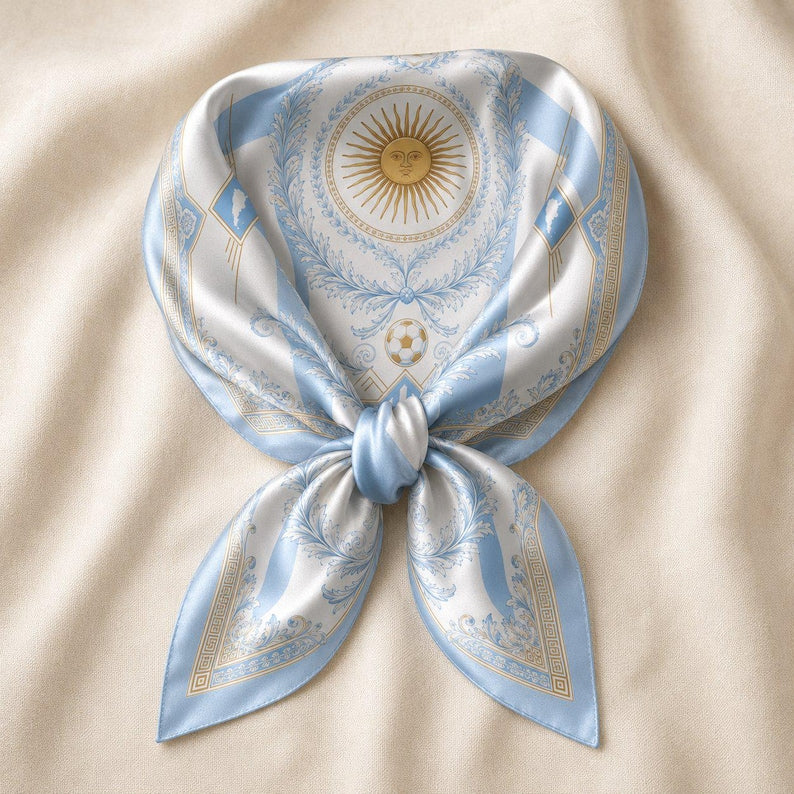 Argentina Football Silk Bandana, Argentina Soccer Cup Satin Scarf