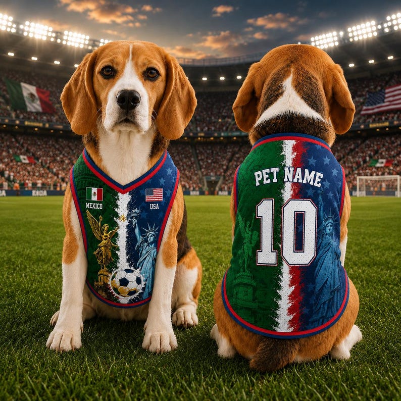 Custom Half USA Half Mexico Mesh Pet Jersey, Personalized Soccer Jersey