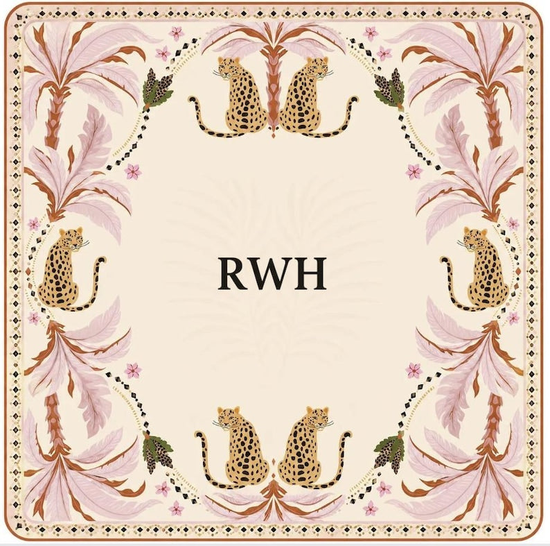 Pink Leopard Mahjong Mat, Palm Beach Chinoiserie Game Table Runner