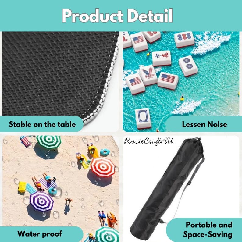 Luxury Mahjong Mat With Vibrant Swimming Pool Design, Aesthetic Game Night Table Accessory, Modern Mahjong Play Mat