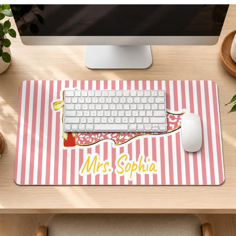 Personalized Name Teacher Back To School Gift, Custom Teacher Mouse Pad, Teacher Desk Mat With Name
