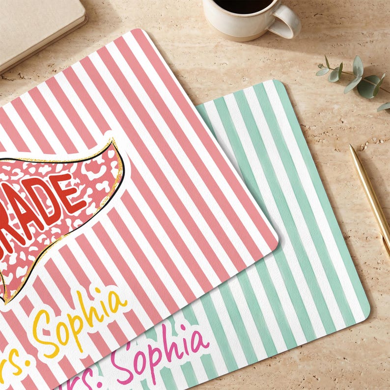 Personalized Name Teacher Back To School Gift, Custom Teacher Mouse Pad, Teacher Desk Mat With Name