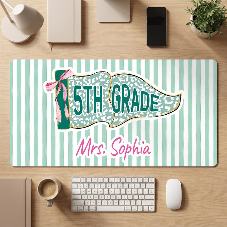 Personalized Name Teacher Back To School Gift, Custom Teacher Mouse Pad, Teacher Desk Mat With Name