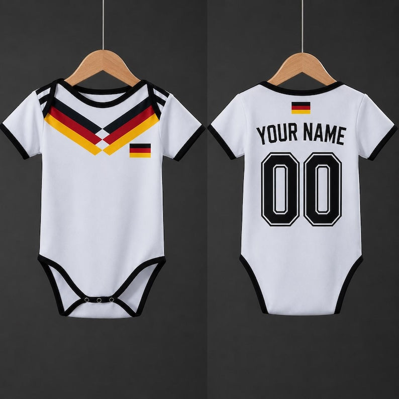 Personalized Germany Baby Bodysuit, Custom Name Soccer Baby Outfit