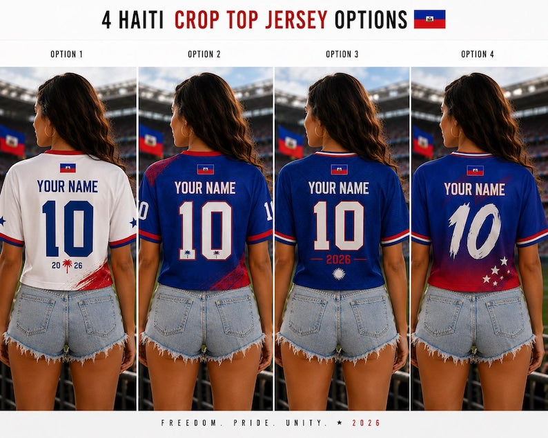 Custom Haiti Croptop Soccer Jersey, Personalized Haiti Fan Shirt
