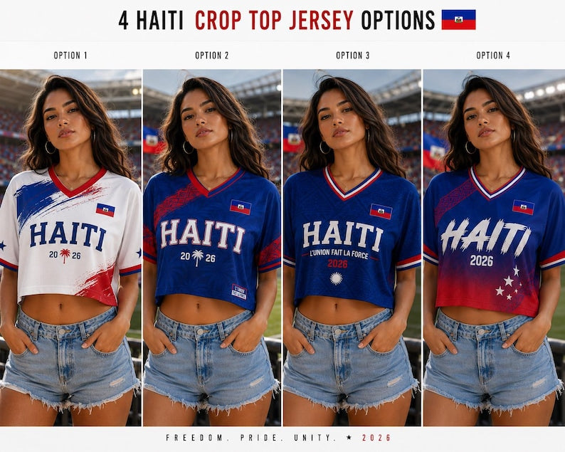 Custom Haiti Croptop Soccer Jersey, Personalized Haiti Fan Shirt