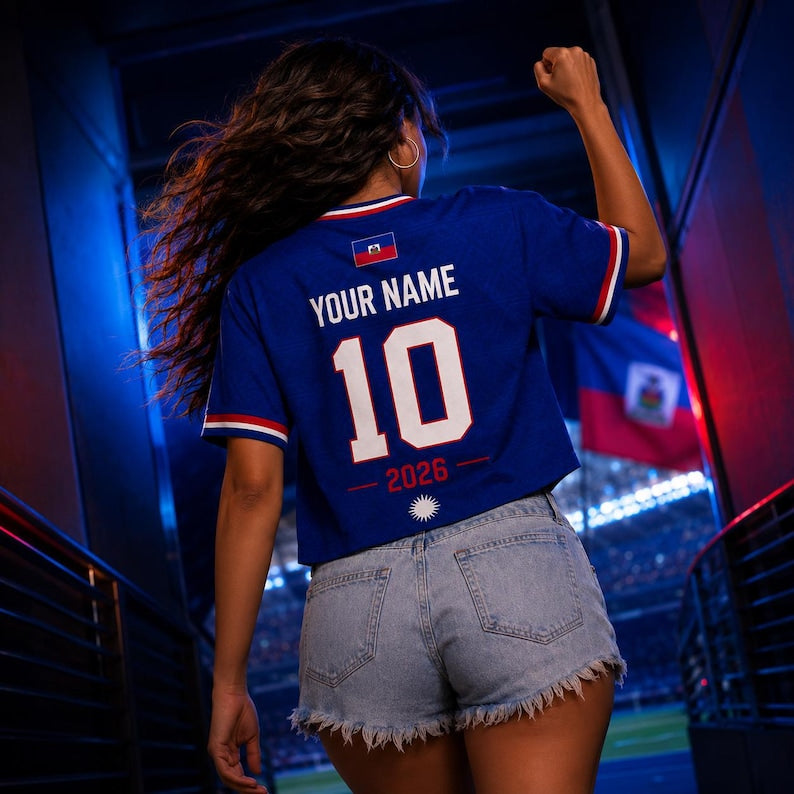 Custom Haiti Croptop Soccer Jersey, Personalized Haiti Fan Shirt