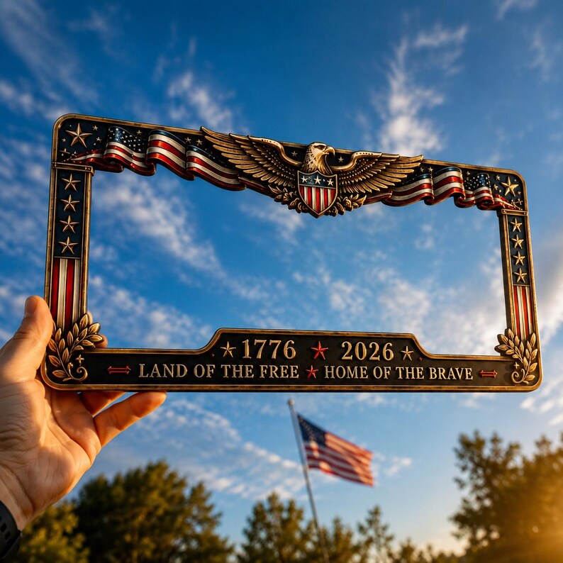 2pcs 250th Anniversary Commemorative License Plate Frame - 1776-2026 Patriotic Car Accessory