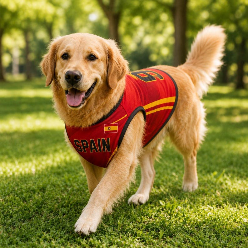 Personalized Spain Pet Soccer Jersey, Custom Name Number Jersey for Dog Cat