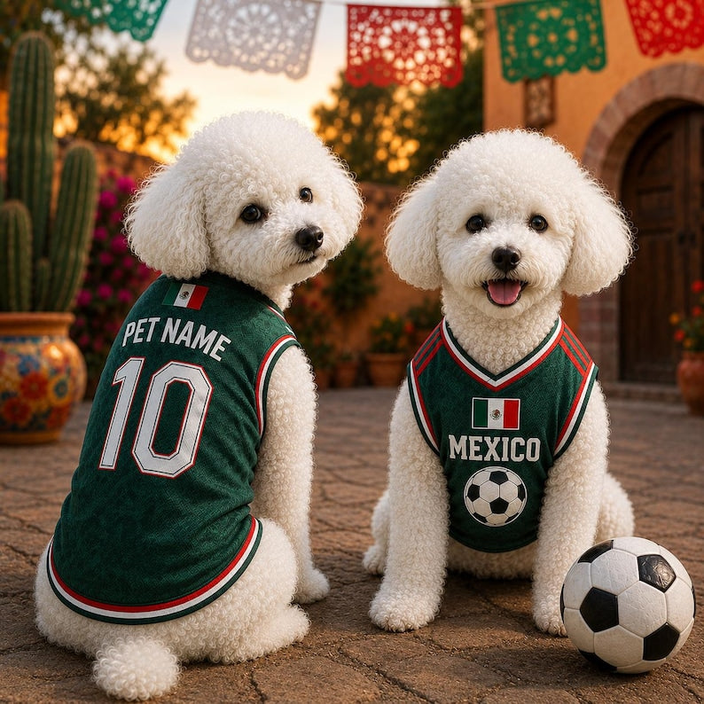 Personalized Mexico Pet Soccer Jersey, Mexico Football Shirt Name Number