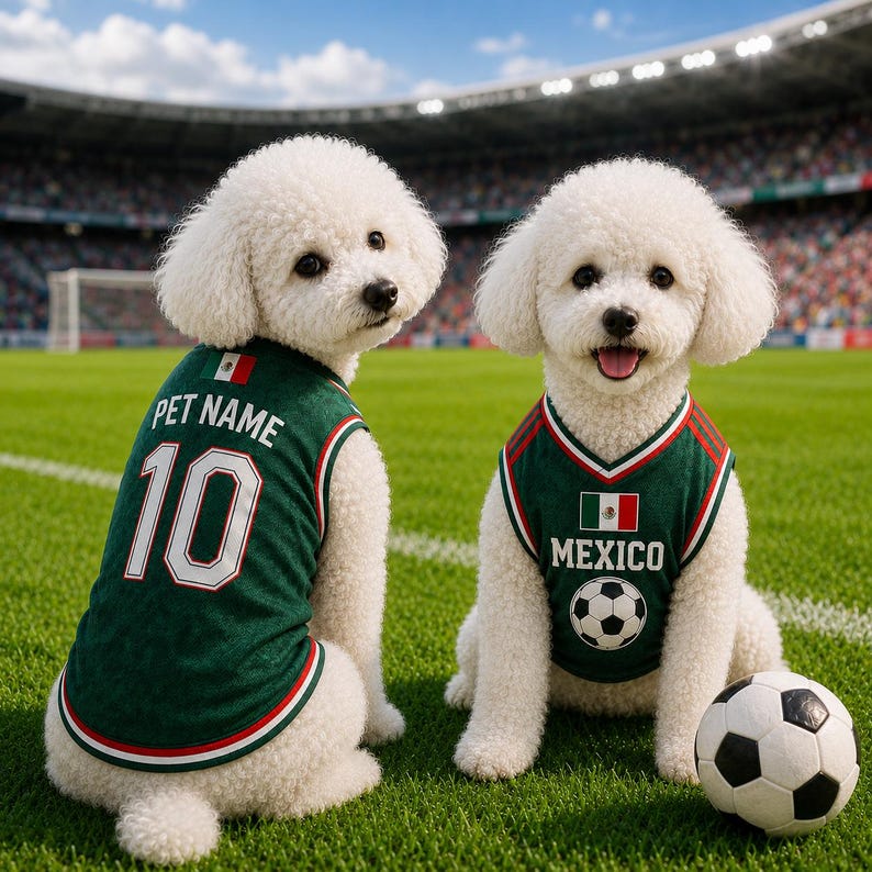 Personalized Mexico Pet Soccer Jersey, Mexico Football Shirt Name Number