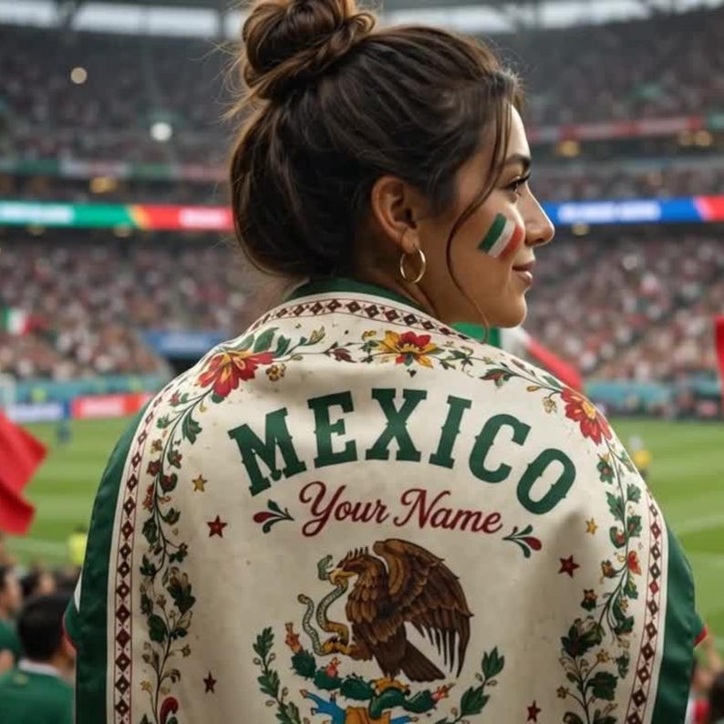 Personalized Mexico Soccer Fan Satin Scarf, Custom Name Football Supporter Scarf