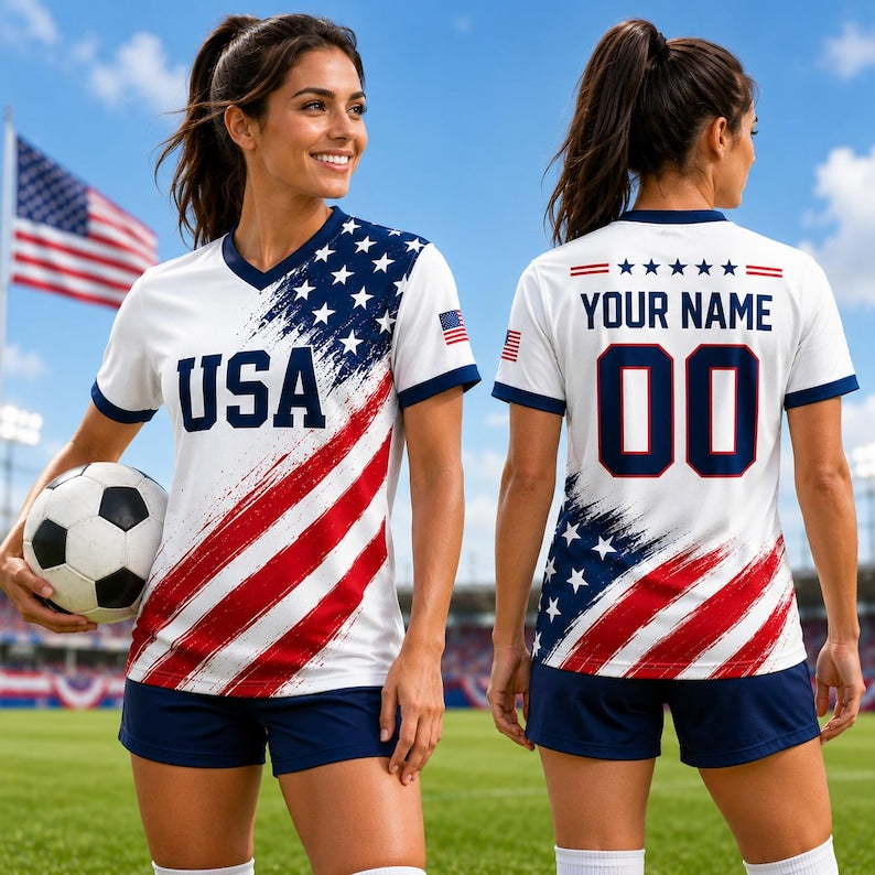 Personalized Kids USA Soccer Jersey, Custom Name Number Child Shirt