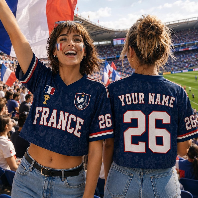 Custom France Soccer Crop Top Jersey