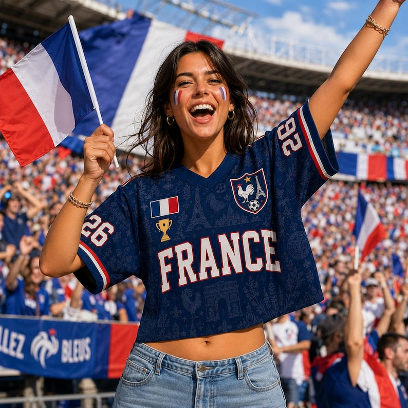 Custom France Soccer Crop Top Jersey