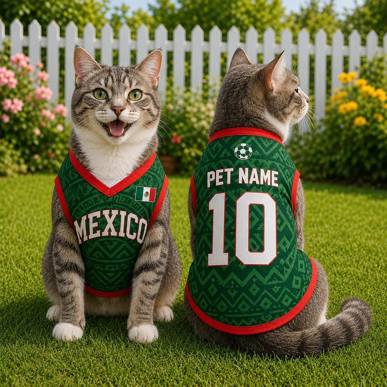 Custom Mexico Mesh Pet Jersey, Personalized Cat Soccer Shirt, Custom Name Number Puppy Sports Jersey