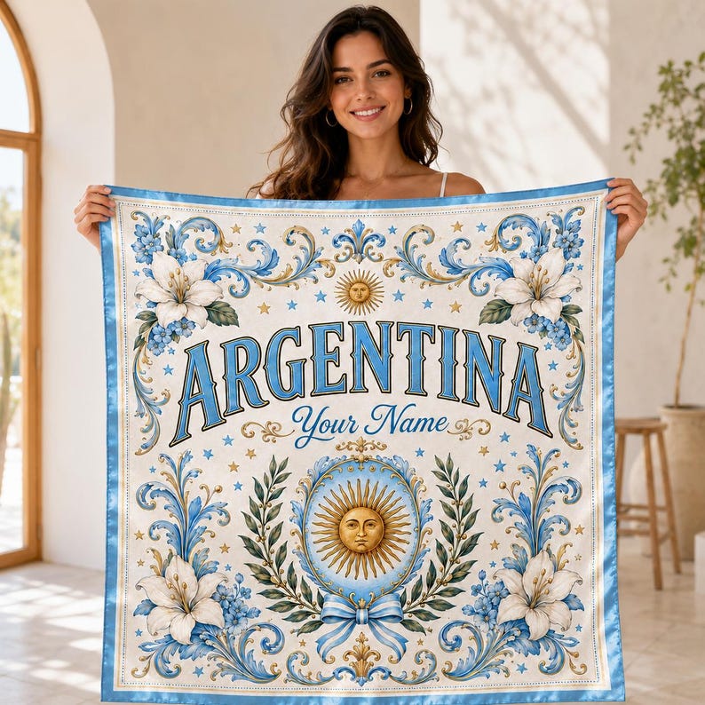 Argentina Scarf, Argentine Fan Bandana, Personalized Country Scarf