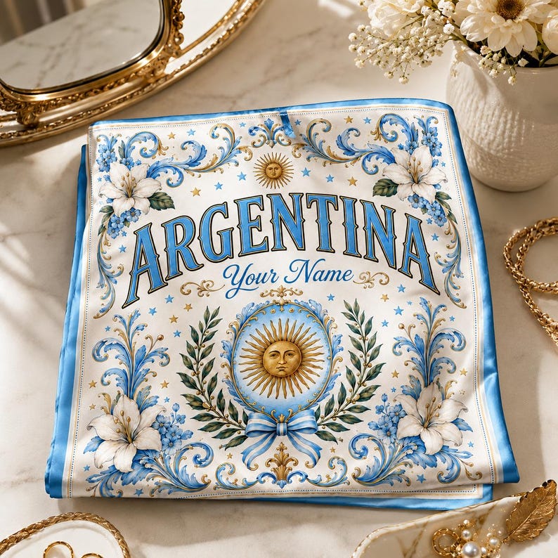 Argentina Scarf, Argentine Fan Bandana, Personalized Country Scarf