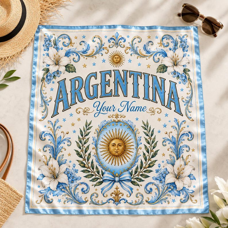 Argentina Scarf, Argentine Fan Bandana, Personalized Country Scarf