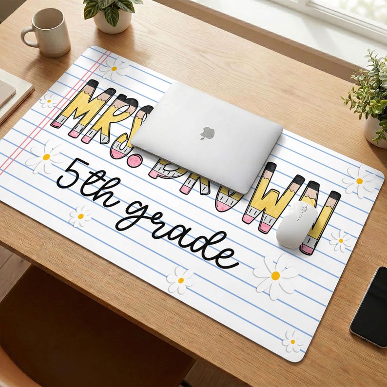 Personalized Teacher Mouse Pad, Custom Teacher Desk Mat With Name, New Teacher Gifts