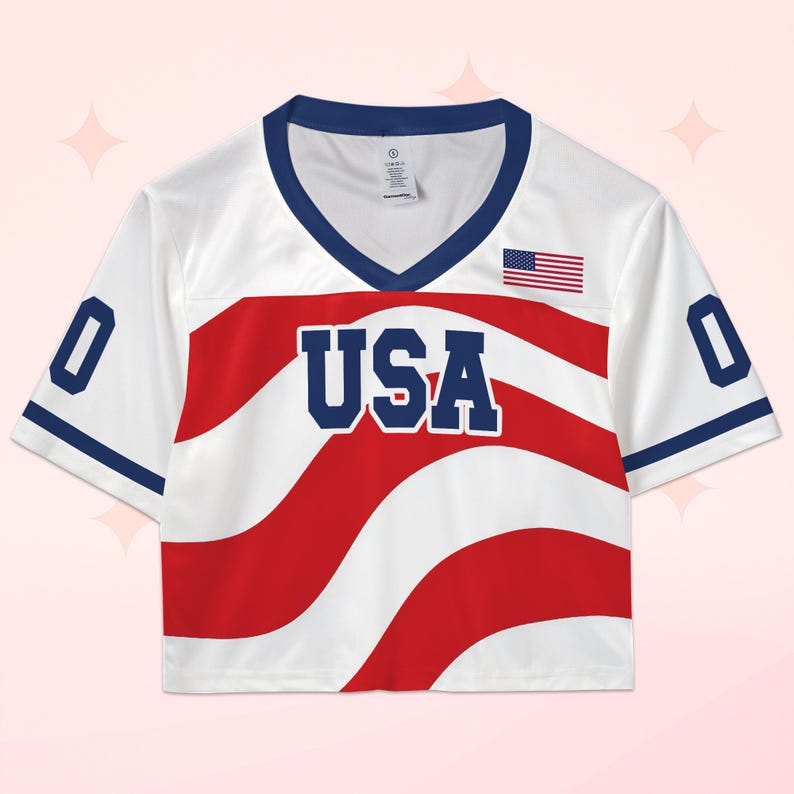 Personalized USA Women's Soccer Crop Top Jersey, Custom Name Number Football Crop Top