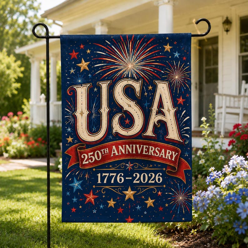 USA 250th Anniversary Garden Flag, 1776-2026 Patriotic Yard Flag