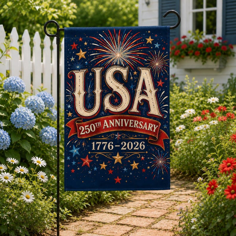 USA 250th Anniversary Garden Flag, 1776-2026 Patriotic Yard Flag