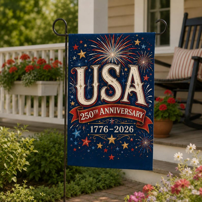 USA 250th Anniversary Garden Flag, 1776-2026 Patriotic Yard Flag