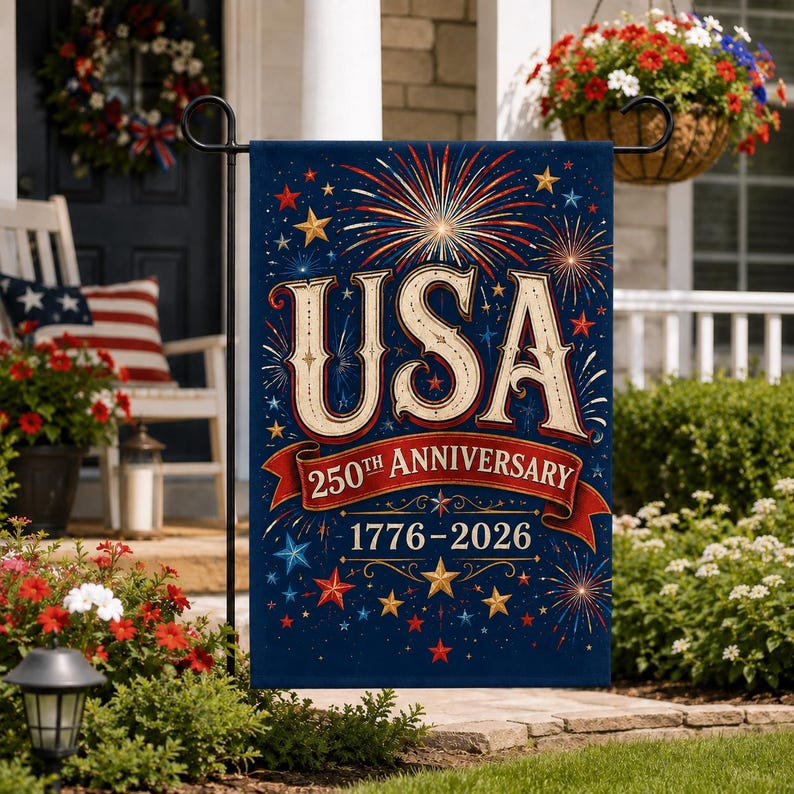 USA 250th Anniversary Garden Flag, 1776-2026 Patriotic Yard Flag