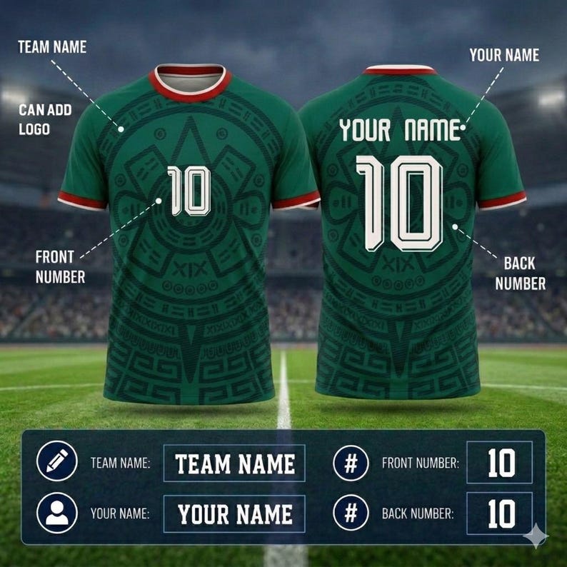 Custom Mexico Soccer Jersey, Personalized Name Number Football Shirt