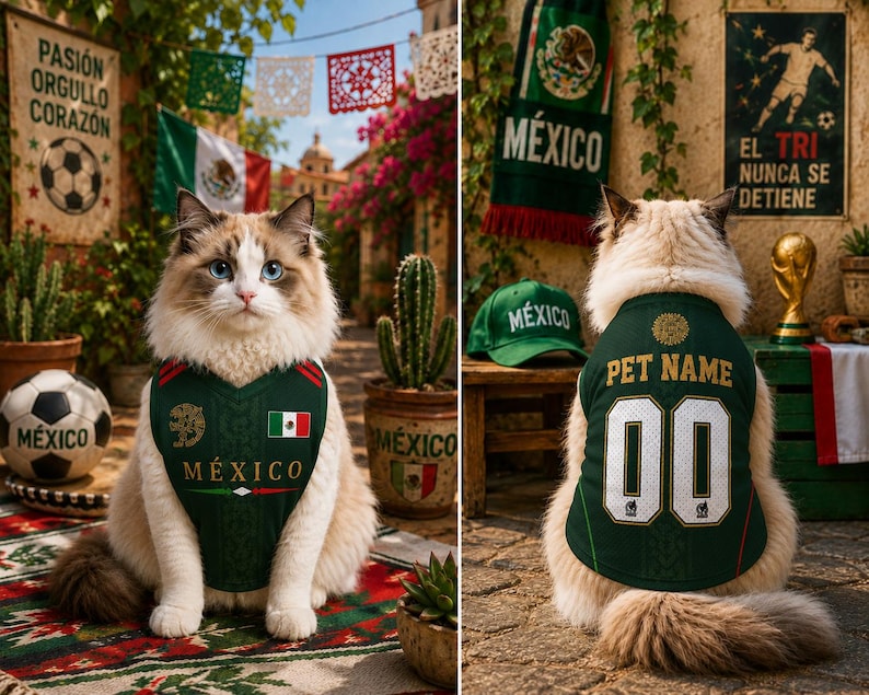 Custom Mexico Pet Soccer Jersey with Name Number, Personalized Pet Mesh Soccer Jersey