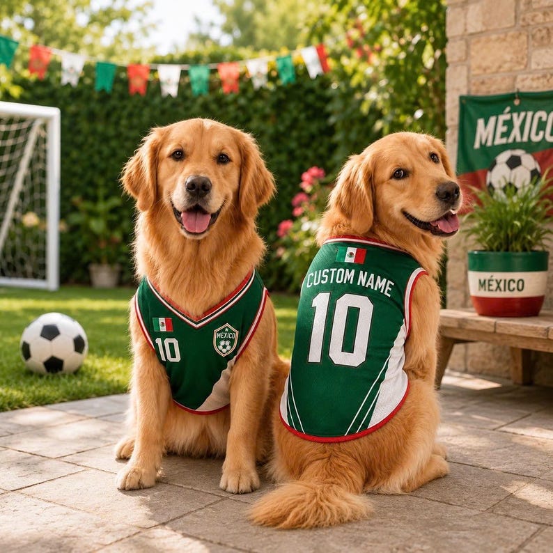 Personalized Mexico Mesh Dog Soccer Jersey, Custom Name Pet Football Shirt