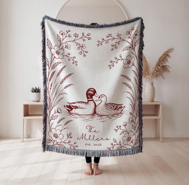 Personalized Woven Blanket, Anniversary Gift For Couple, Custom Wedding Family Name Blanket