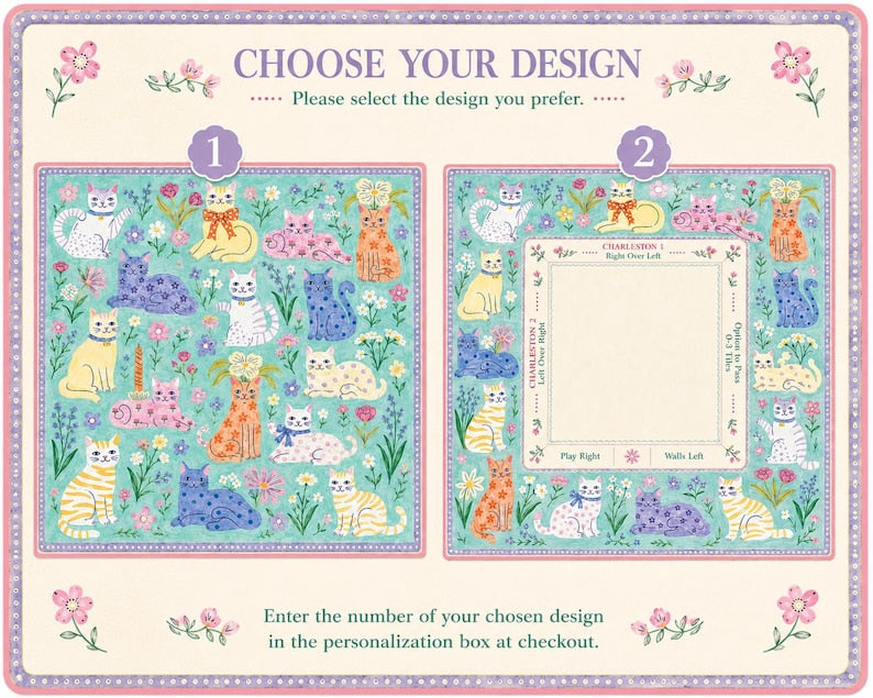 Pastel Cat Mahjong Mat, Colorful Feline Flower Garden Game Mat, Decorative Mahjong Playing Surface, Gift For Gamers