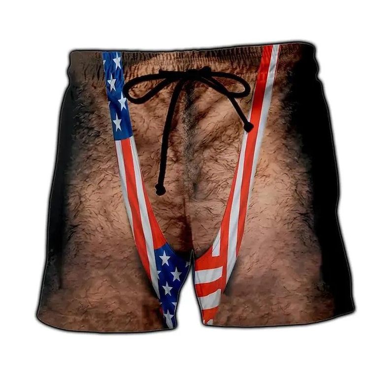 Patriotic Hawaiian Shirt Mesh Shorts Set for Men | Funny USA Flag Outfit