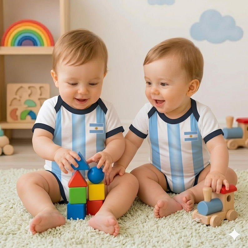 Personalized Argentina Baby Bodysuit Custom Name Number, Argentina Football Infant Romper