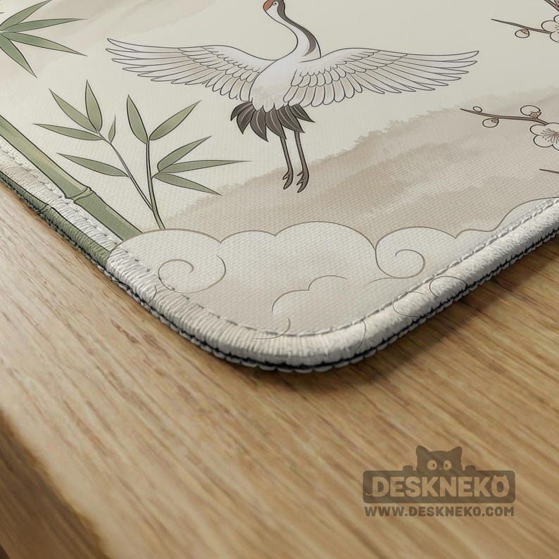 Sage Chinoiserie Mahjong Mat With Rules, American Mahjong Table Mat, Crane Bamboo Game Mat, Charleston Guide