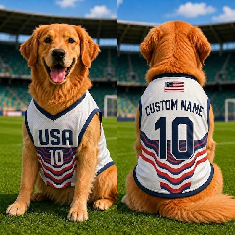 USA Dog Soccer Jersey, Custom USA 2026 Pet Mesh Soccer Jersey