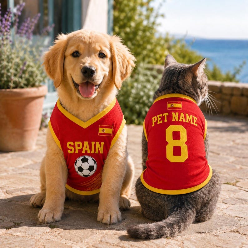 Custom Dog Soccer Jersey, Personalized Pet Football Shirt with Name Number