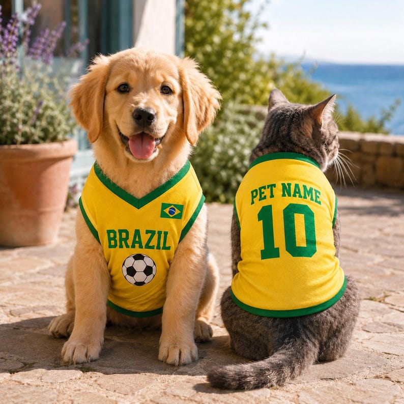 Custom Dog Soccer Jersey, Personalized Pet Football Shirt with Name Number