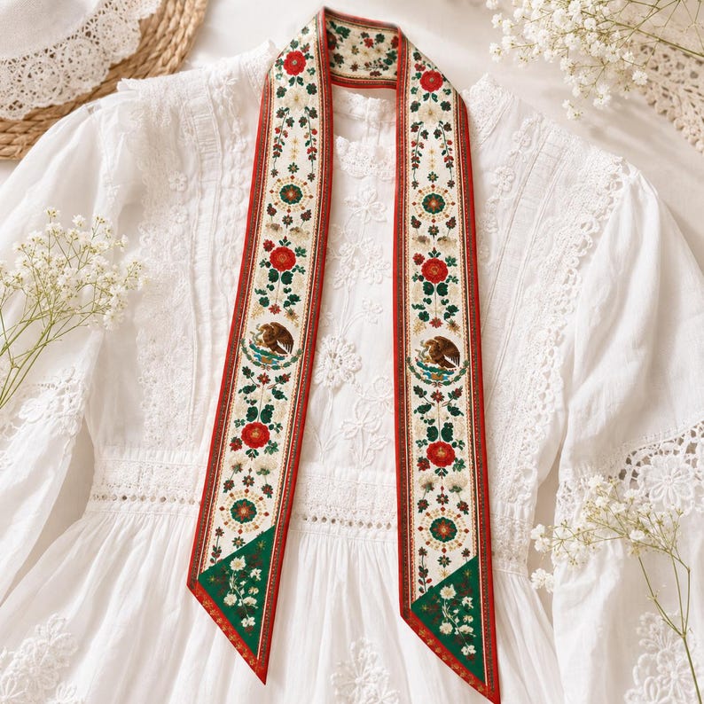 Mexico Satin Hair Scarf, Mexico Twilly, Mexico Headband, Mexican Flag Hair Scarf