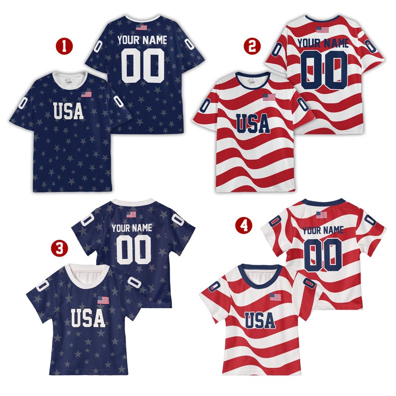 Personalized USA Soccer Jersey, America Flag Matching Family Football Shirts