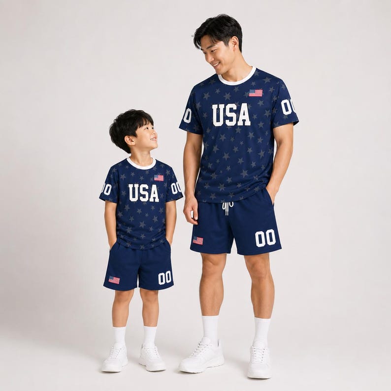 Personalized USA Soccer Jersey, America Flag Matching Family Football Shirts