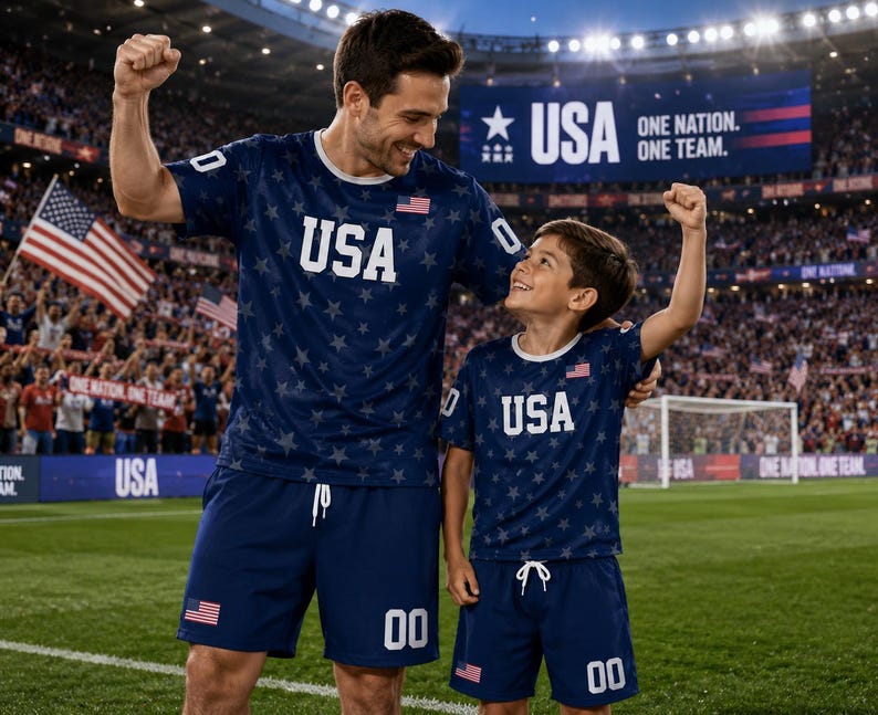 Personalized USA Soccer Jersey, America Flag Matching Family Football Shirts