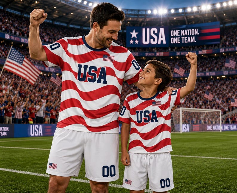 Personalized USA Soccer Jersey, America Flag Matching Family Football Shirts