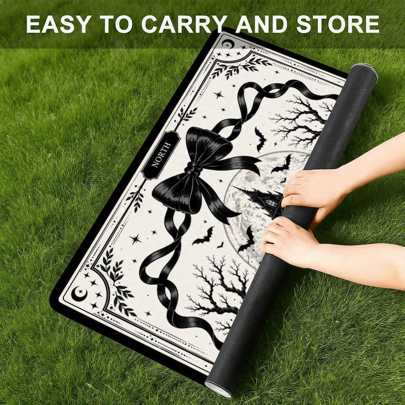 Gothic Manor Mahjong Mat, Haunted House Mahjong Mat, Halloween Mahjong Mat, Black and White Gothic Mahjong Mat