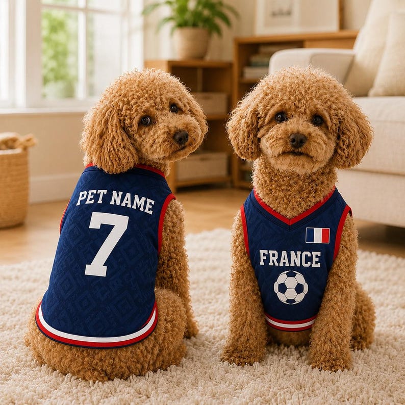 Personalized Pet Soccer Jersey, Custom Dog Cat Football Shirt with Name Number