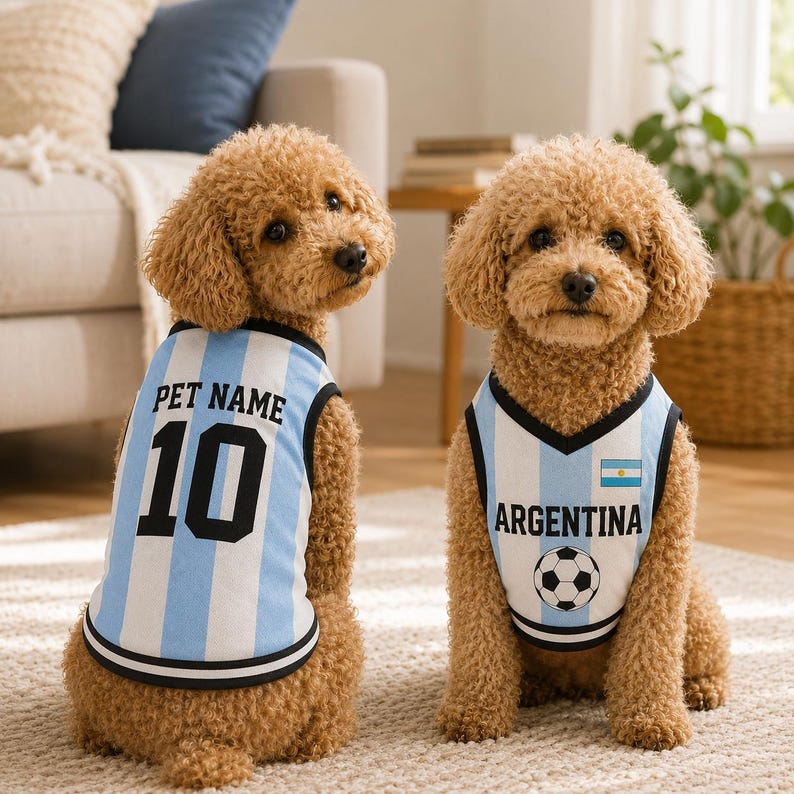 Personalized Pet Soccer Jersey, Custom Dog Cat Football Shirt with Name Number